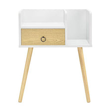 [en.casa] Comodino con Cassetto e 2 Scompartimenti 64 x 50 x 36 cm Portaoggetti Tavolino da Salotto - Bianco