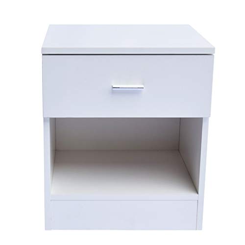 LICHUAN comodino bianco comodino camera da letto contenitore moderno con manico in metallo comodino portaoggetti mensola fine tavolo facile da montare