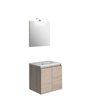 Allibert Mobili da Bagno Set Sottopensile 60 cm Lavabo Lavandino Specchio senza Maniglie