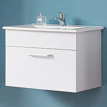 580x380x410mm Arredo Bagno a Muro Bianco, Bagno Sospeso con Lavabo in Ceramica