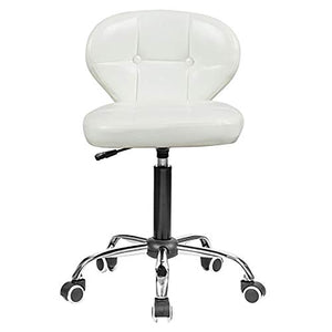 SHPEHP Rolling Spa Sgabello Sgabello regolabile in altezza con schienale e poggiapiedi per computer, studio, officina, aula, laboratorio, bancone, ufficio in casa, sedia da lavoro-White