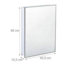 Relaxdays Armadietto a Specchio per Il Bagno in Acciaio, Pensile, 3 Ripiani, Metallo, Bianco, Hxlxp: 56 x 40.5 x 12.5 cm