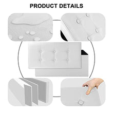 Todeco - Panca Pieghevole in Pelle, Ottomana Pieghevole per Conservare - Carico Massimo: 150 kg - Materiale: Finta Pelle - Cucita e con Finitura Trapuntata, 76 x 38 x 38 cm, Bianco