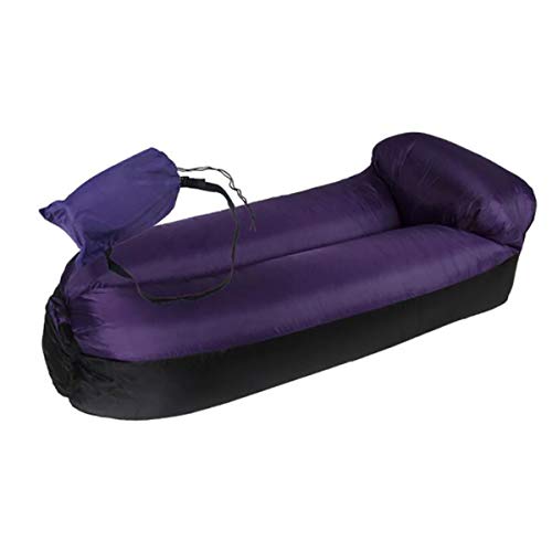 HIUHIU Gonfiabile Divano Aria Sacco a Pelo Giardino Esterno mobili da Spiaggia Sedia Pieghevole Veloce Divano Letto Pigro,Viola