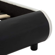Tidyard Struttura Letto Singolo in Similpelle Nera con Luce LED e Doghe 100x200 cm,Telaio Letto Giroletto Singolo in Ecopelle 100x200 cm,Letto con Luce LED 100x200 cm