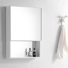 specchio da parete moderno rotondo Armadietto per specchio da parete per bagno con ante e ripiano in metallo Organizzatore multiuso (40 × 65 cm / 15,7 '' × 25,6 '') specchio da parete grande