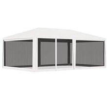Festnight Tendone per Feste con 4 Pareti in Rete 2,5x2,5 m/4x6 m Impermeabile Protezione UV Tenda Giardino Sagre Eventi Mercati Esterno Bianco Gazebo con Zanzariera