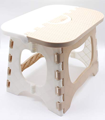 ZXCVB Sgabello Pieghevole,Superficie Antiscivolo,Salvaspazio,Facile da Trasportare,Molto Adatto per Cucina,Bagno E Outdoor,Adulti E Bambini Possono Usare,Beige