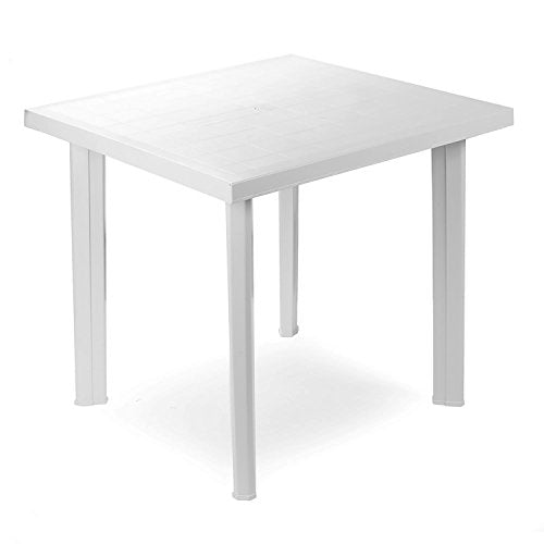 Mojawo - Tavolo da bistrot in plastica, 80 x 75 cm, colore: Bianco