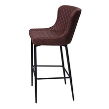Sgabello Vintage con poggiapiedi HWC-H79 Metallo Tessuto Marrone