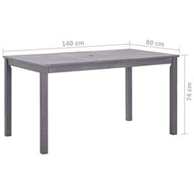Qnotici Tavolo da Giardino in Legno massello di Acacia, Pratico Tavolo per Il Tempo Libero all'aperto per Famiglie Tavolo da Festa in Cortile 140 x 80 x 74 cm Grigio