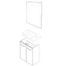 Fackelmann - Set di mobili da bagno da 4 pezzi, stile Milano, con specchio da bagno a LED, 55 cm e cesto portabiancheria pieghevole, effetto lino