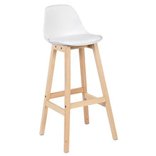 WOLTU BH44ws-2 Sgabello da Bar Sedia Alta Cucina Ristorante con Schienale Poggiapiedi Ecopelle Legno Moderno 2 Pezzi Bianco