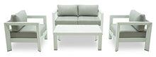 Set Salotto da Giardino Divano 2 Poltrone e Tavolino in Alluminio Estia Bianco