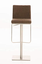 CLP Sgabello Bar Panama In Tessuto I Sgabello Alto Girevole E Regolabile 58-82 CM, Colore:marrone, Colore del telaio:acciaio inossidabile