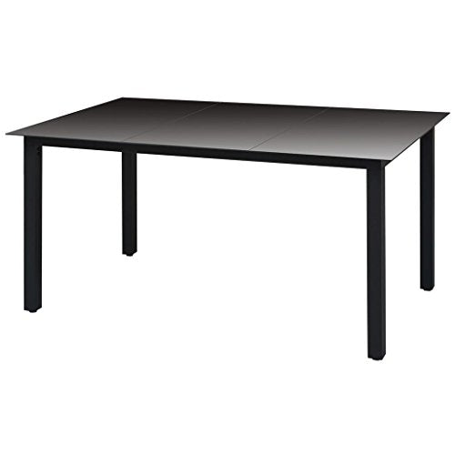 Festnight Tavolo da Pranzo da Sala da Pranzo da Giardino Balcone Patio per Esterno Interno in Vetro Alluminio Nero 80 x 80 x 74 cm/150 x 90 x 74 cm/190 x 90 x 74 cm