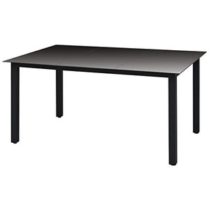 Festnight Tavolo da Pranzo da Sala da Pranzo da Giardino Balcone Patio per Esterno Interno in Vetro Alluminio Nero 80 x 80 x 74 cm/150 x 90 x 74 cm/190 x 90 x 74 cm