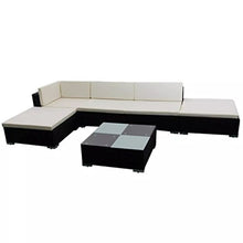 Festnight Set Divani da Giardino con Cuscini, Set Divani da Esterno Nero, Set di Mobili da Giardino in Polyrattan 6 pz