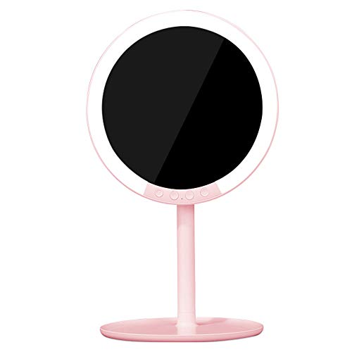 EUYIMOMO specchio trucco,specchio trucco,Specchio cosmetico da tavolo a LED da 7 pollici, ripiano luminoso regolabile, specchio cosmetico ad alta definizione ricaricabile-avorio