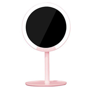EUYIMOMO specchio trucco,specchio trucco,Specchio cosmetico da tavolo a LED da 7 pollici, ripiano luminoso regolabile, specchio cosmetico ad alta definizione ricaricabile-avorio