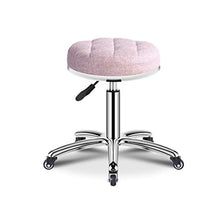 Sgabello Regolabile con Rotelle per Lavoro Cucina Salone, Ergonomico Sgabello Girevole,Imitation Cloth Powder