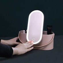 Scatola per Il Trucco Portatile Specchio per Il Trucco LED Luce di riempimento Rete di immagazzinaggio Piatta Red Travel Desktop Specchio per Il Trucco