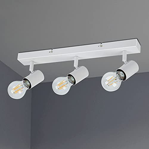 Kimjo Lampada da soffitto Orientabili, Bianco Plafoniera da Soffitto con 3 Faretti, Non Incluse ma Adatta per Lampadine E27, Max Non più di 60W, Lampadario LED Moderna da soffitto per Camera Salotto