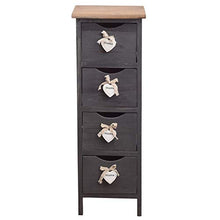 Rebecca Mobili RE4560 Cassettiera Comodino 4 Cassetti Legno Paulownia Grigio Shabby Camera Bagno Ingresso, 71x25x25 cm - Art. RE4560