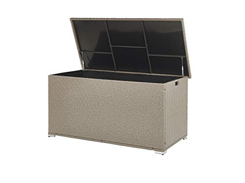 Beliani Scatola per Cuscini Taupe Rattan Sintetico Coperchio 155 x 75 cm 770 L Modena