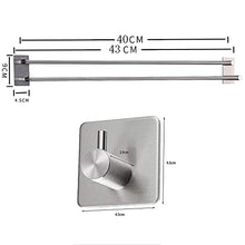 XIAJIA-Doppio Bagno Adesivo Porta Salviette Acciaio Inox Autoadesivo Portasciugamani 40cm(Spazzolato finitura)+Gancio Adesivo（2 Pezzo）
