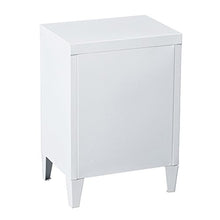 BAKAJI Mobiletto Armadietto Comodino in Metallo 2 Ripiani con Anta Dimensione 57 x 40 x 30 cm Arredamento Casa Ufficio (Bianco)