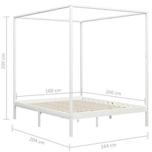 SKM Giroletto a Baldacchino Bianco Legno Massello di Pino 160x200cm