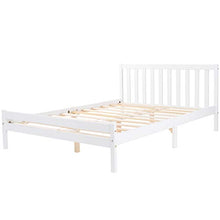 Letto matrimoniale con struttura in legno, 1,5 m di lunghezza, con finitura bianca, con piattaforma in legno massiccio, per adulti, bambini, ragazzi, ragazzi, bianco