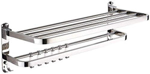 MJMJ Portasciugamano Portasciugamani Pieghevole A Parete in Acciaio Inossidabile 304, Portasciugamani con Gancio Multifunzione Doppio Rack da Cucina Portasciugamani(Color:68cm)