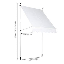 GOTOTOP - Tenda parasole retrattile per finestre, 350 x 120 cm, altezza regolabile 2-3 m, per esterni, per balcone e terrazza, colore: beige