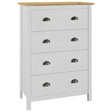 Ausla - Mobiletto Hill con 4 cassetti, in legno, per camera da letto, soggiorno, cucina, 79 x 40 x 110 cm, bianco e legno chiaro