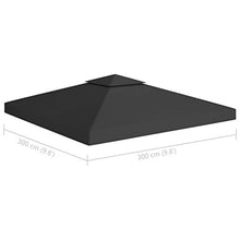vidaXL Gazebo impermeabile a 2 livelli, per feste e giardino, copertura di ricambio per tetto, 310 g/m², 3 x 3 m, colore nero
