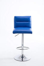 CLP Sgabello Bar Limerick In Similpelle I Sedia Cucina Girevole 360° Regolabile 84-105 CM I Sgabello Imbottito In Metallo, Colore:blu, Colore del telaio:cromo