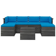 FAMIROSA Set Divani da Giardino su Pallet 7 pz con Cuscini Massello Pino-1975