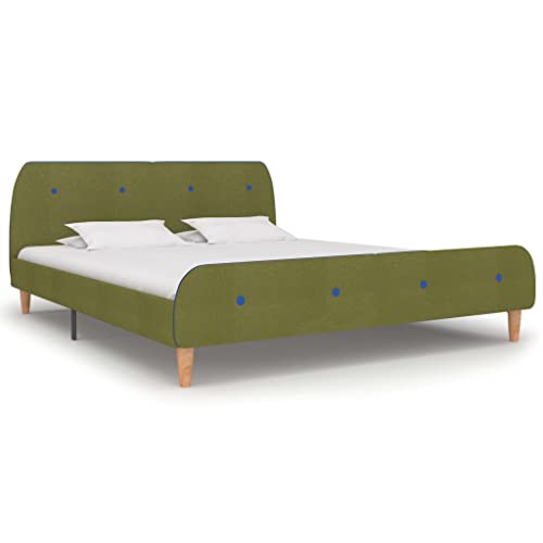 vidaXL Giroletto Imbottito Classico Elegante Telaio Letto Struttura Ferro Verniciato e Legno Gambe in Acciaio Verde in Tessuto 160x200 cm