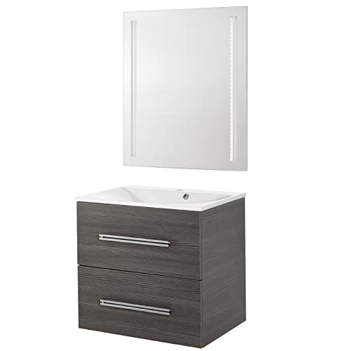 Fackelmann Set di mobili da Bagno Como Mobiletto da Bagno/lavabo/Specchio
