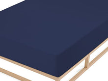 Biberna 0012344 Lenzuolo Frottee-Stretch (Altezza Materasso max. 22 cm) 1X 90X190 cm > 100X200 cm, Marino