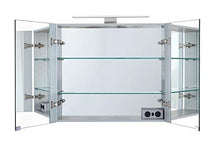 Generisch Neptun Primo armadio a specchio in alluminio, lampada a LED, parete posteriore a specchio, 800 x 700 x 155 mm