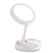 FAPROL Specchio per Trucco Pieghevole Specchio per Trucco Piccolo con Luci con Interruttore A Sfioramento Regalo per Ragazza Specchio per Vanità Presa USB in Uso