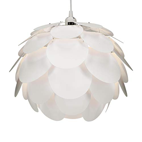 kwmobile Lampadario puzzle DIY bocciolo fiore - Paralume per lampada a sospensione - con set fissaggio al soffitto portalampada E27 cavo 80cm - bianco