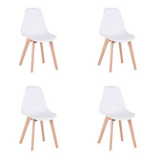 EGOONM Set di 4 sedie da Pranzo retrò, sedie in Stile Nordico con Gambe in Legno massello, sedie per Soggiorno, Cucina,Ufficio (Bianco)