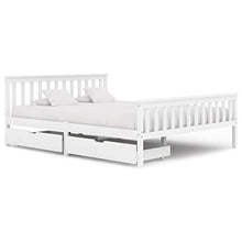 Lasamot Struttura Letto in Legno massello di Pino per Adulti, Bambini, Struttura Letto con 2 cassetti, Bianco, Dimensioni Materasso Adatte 160x200 cm (Senza Materasso)
