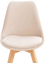 CLP Set 4 Sedie Pranzo Imbottite Linares In Plastica E Similpelle I Stoffa I Velluto I Sedie Scandinave Design Tulip Telaio In Legno, Colore:beige, Materiale:Velluto