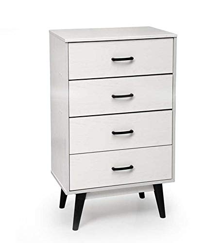 Vetrineinrete® Cassettiera moderna in legno mdf mobile a 4 5 cassetti mobiletto comodino bianco (4 Cassetti)