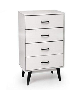 Vetrineinrete® Cassettiera moderna in legno mdf mobile a 4 5 cassetti mobiletto comodino bianco (4 Cassetti)